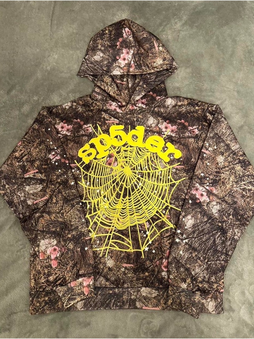 Yellow Spider Web Graphic Hoodie - Sp5der